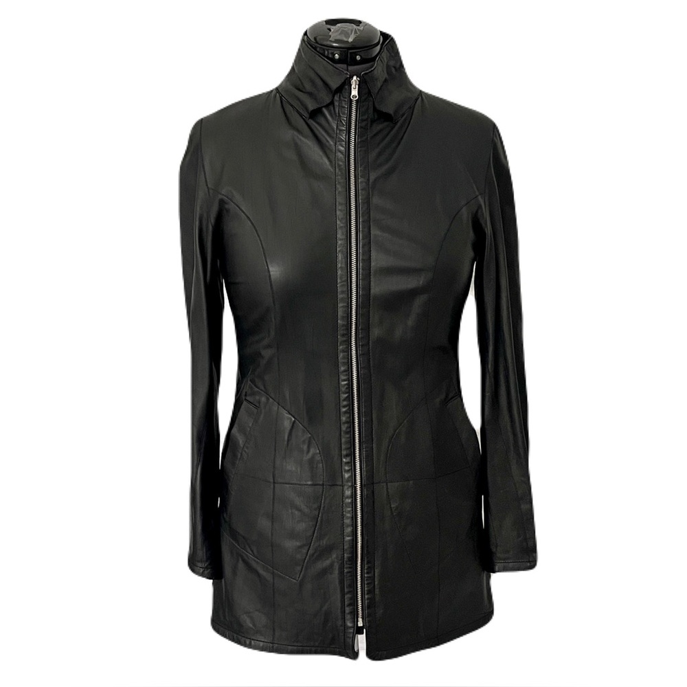 Alice Arthur Lightweight Black Leather Reversible Animal Print Jacket, Size 36